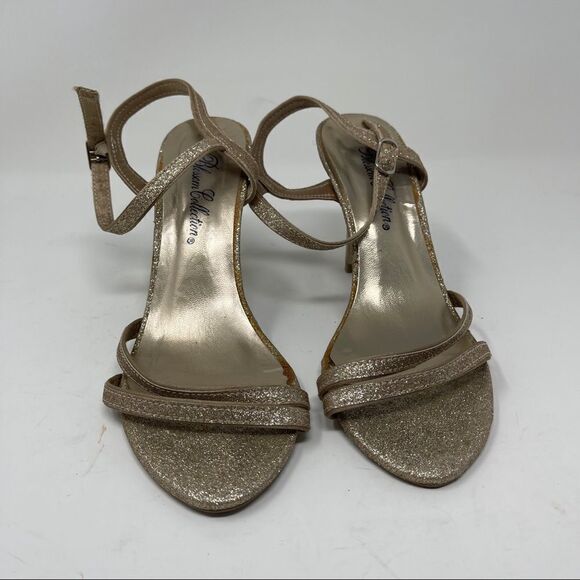 De Blossom Collection Sandals Jeany-1 Champagne Gold Glitter Strappy Women's 6.5 - Picture 3 of 9